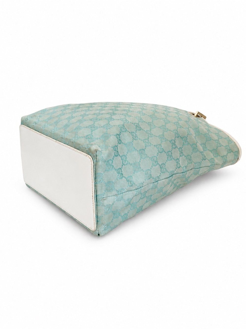 Gucci Mint Green GG Canvas Tote with White Trim - Picture 7 of 10